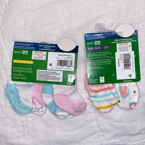 NEW Gerber Baby Girls mittens and Socks Bundle NWT - Picture 2 of 3